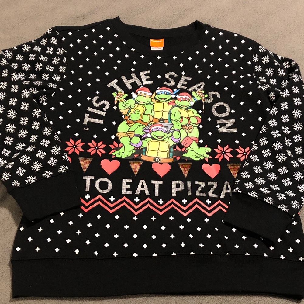 Teenage Mutant Ninja Turtles Ugly Sweater Tis The Season To Eat Pizza Pls Read